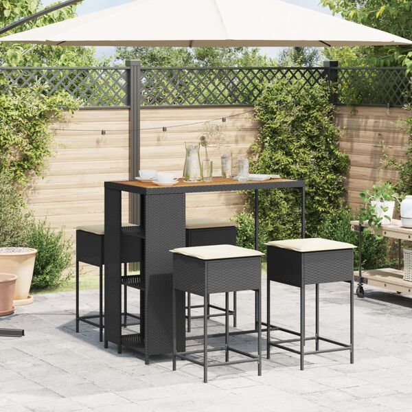 vidaXL Garden Bar Set Black, Cream White
