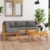 vidaXL Garden Lounge Set Teak, Grey Solid Teak Wood, 100% Polyester Medium