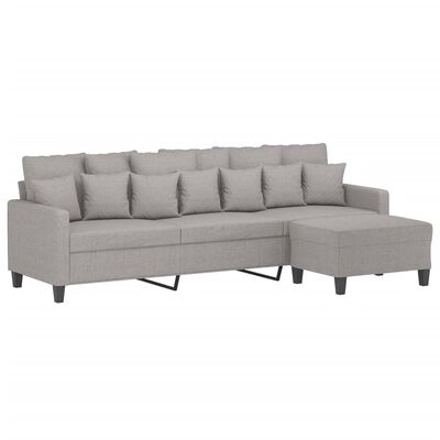 vidaXL 3-Seater Sofa with Footstool Light Gray 82.7" Fabric