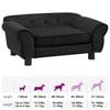 vidaXL Dog Sofa Black Plush, Fir Wood Small Removable Covers Dog Sofa