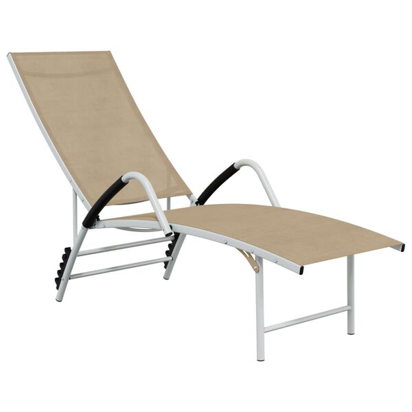 vidaXL Sun Lounger Cream Aluminum Extra High Adjustable Armrests