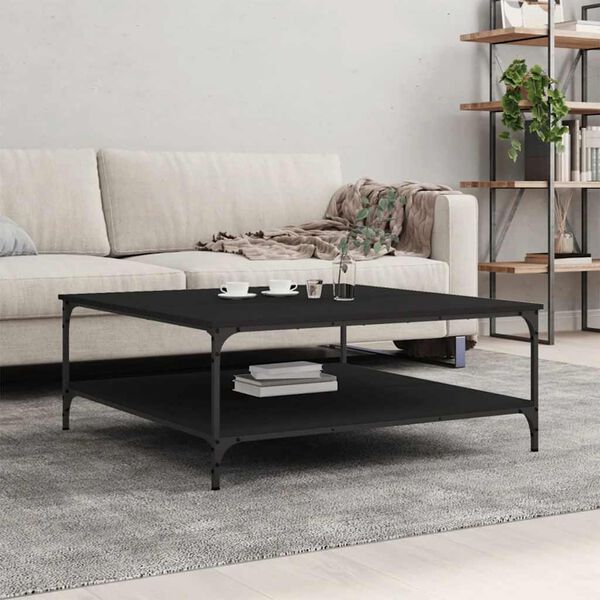 vidaXL Coffee Table Black Engineered wood, Iron Large Coffee Table