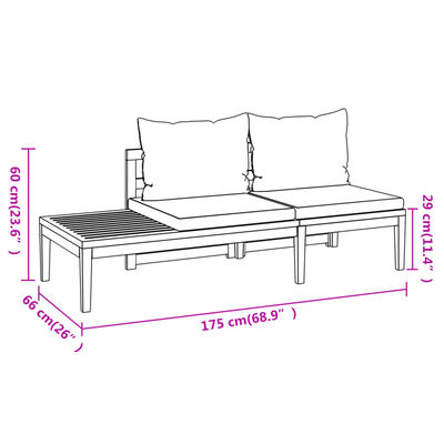 vidaXL Patio Benches with Dark Gray Cushions 2 pcs Acacia Wood