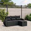 vidaXL Garden Sofa Set Black Poly Rattan, Powder-Coated Steel Large