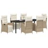 vidaXL Garden Dining Set with Cushion 7 pcs Beige Poly Rattan