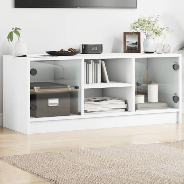 vidaXL TV Cabinet White Engineered wood Medium Sleek TV Cabinet