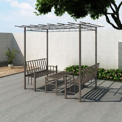 vidaXL Garden Arbor with Two Benches and a Table