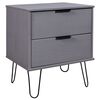 vidaXL Nightstand Grey Solid pine wood, metal Medium Nightstand