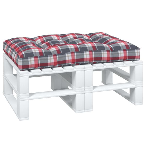 vidaXL Pallet Cushion Red Check Pattern 47.2"x31.5"x4.7" Fabric