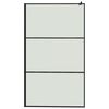 vidaXL Walk-in Shower Wall with Shelf Black 45.3"x76.8" ESG Glass&Aluminum
