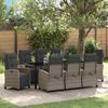 vidaXL Garden Dining Set with Cushion 9 pcs Grey Poly Rattan