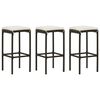 vidaXL Bar Stool Set of 3 Brown PE rattan Standard Footrest