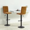 vidaXL Bar Stool Set of 2 Brown Velvet, Steel Height-Adjustable Swivel