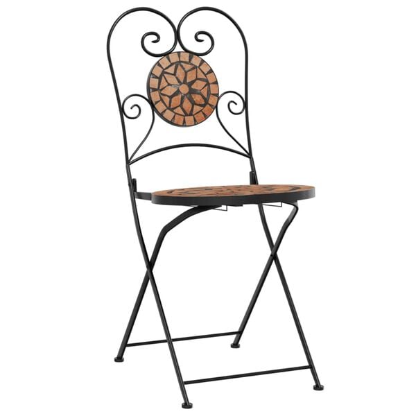 vidaXL Bistro Chair Set of 2 Terracotta Powder-coated iron, ceramic