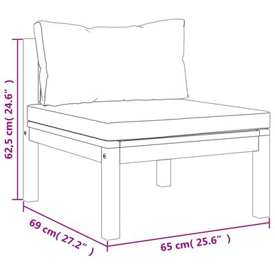 vidaXL 7 Piece Patio Lounge Set with Cushion Solid Acacia Wood