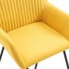 vidaXL Dining Chair Set of 4 Yellow Fabric and Powder-Coated Steel