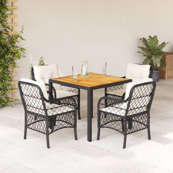 vidaXL Garden Dining Set Black and Cream White