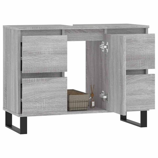 vidaXL Bathroom Cabinet Grey Sonoma Engineered wood, Iron Medium Durable