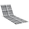 vidaXL Sun Lounger Natural acacia wood with grey check cushion
