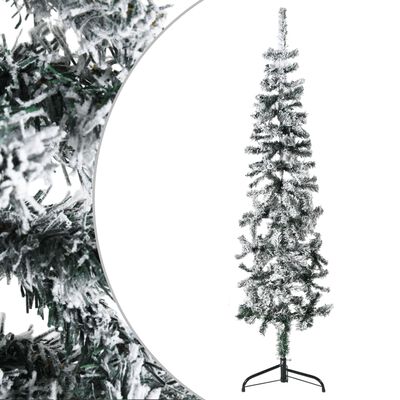 vidaXL Slim Artificial Half Christmas Tree with Flocked Snow 4 ft