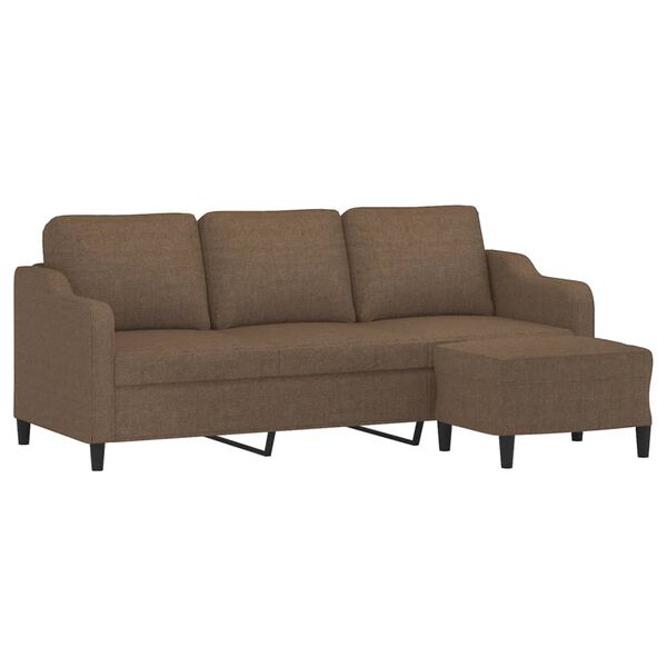 vidaXL 3-Seater Sofa with Footstool Brown 70.9" Fabric