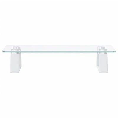 vidaXL Monitor Stand White 15.7"x7.9"x3.1" Tempered Glass and Metal