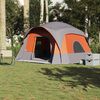 vidaXL Family Tent Cabin 6-Person Grey and Orange Waterproof