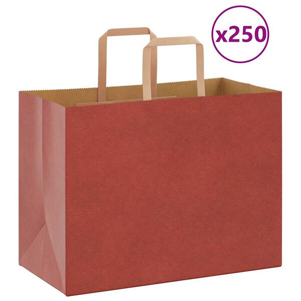 vidaXL Paper Bags 250 pcs with Handles Red 32x17x25 cm