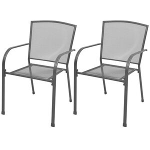 vidaXL Outdoor Chair Set of 2 Anthracite E-coated, powder-coated steel