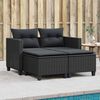 vidaXL Garden Sofa Black Poly Rattan, Powder-Coated Steel 2-seater