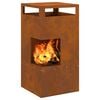 vidaXL Fire Pit Brown 19.69 x 19.69 x 39.37 in Steel