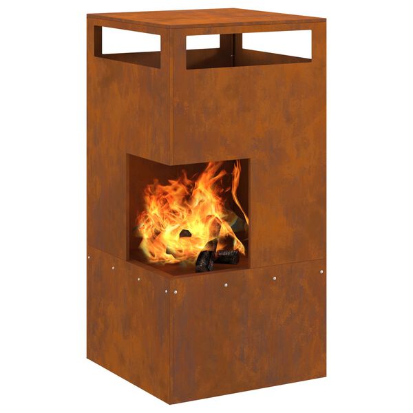 vidaXL Fire Pit Brown 19.69 x 19.69 x 39.37 in Steel