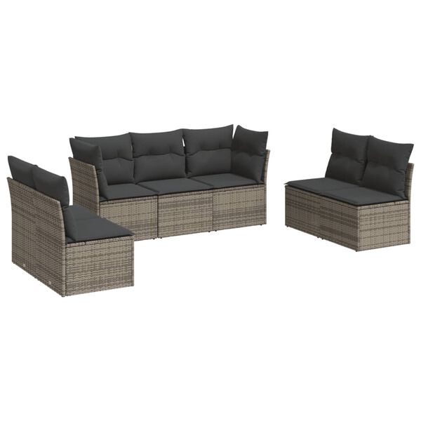 vidaXL Garden Sofa Set Grey PE rattan Large Removable Covers
