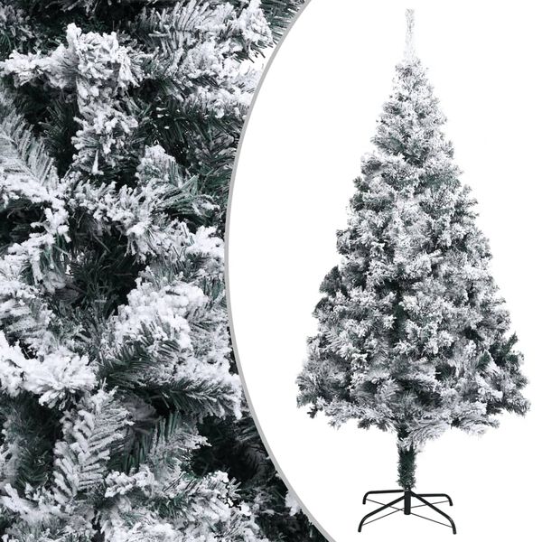 vidaXL Fake Christmas Tree Green with flocked snow PVC, Steel Extra Large