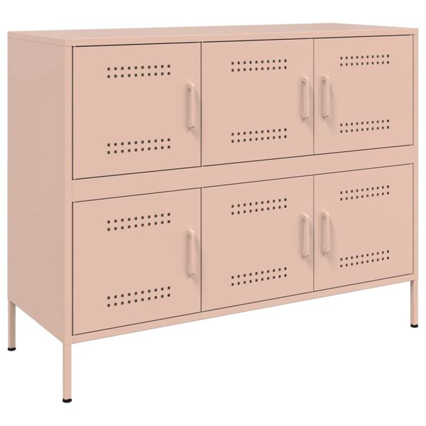 vidaXL Sideboard Pink Cold-rolled steel Medium Sideboard Rectangular