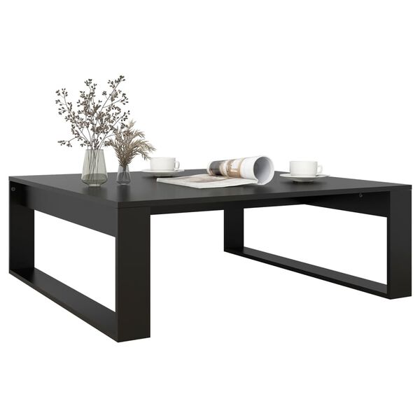 vidaXL Coffee Table Black Engineered Wood Coffee Table Square Modern