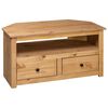 vidaXL Corner TV Cabinet Natural wood color Solid pinewood Medium