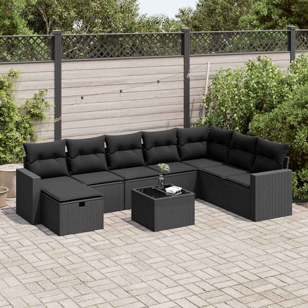 vidaXL Garden Sofa Set Black