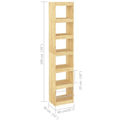 vidaXL Book Cabinet/Room Divider 15.7"x11.8"x78.3" Solid Wood Pine