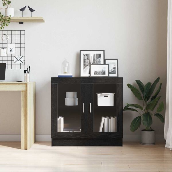 vidaXL Book Cabinet Black Oak 32.48 x 12.01 x 31.50 in Engineered Wood