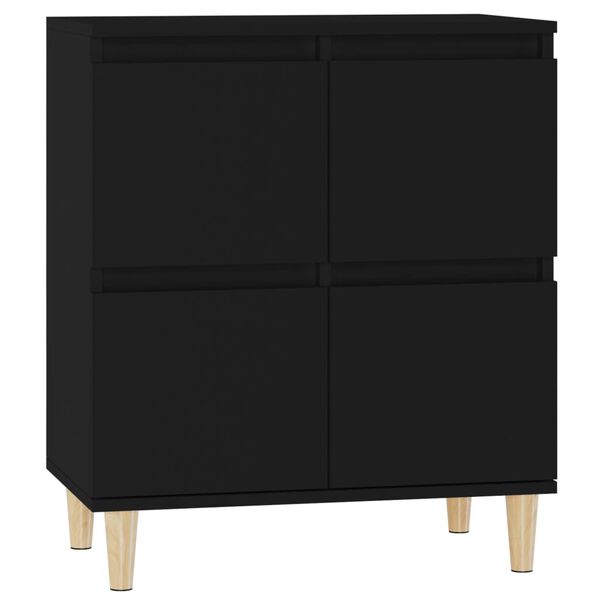 vidaXL Sideboard Black Engineered wood, eucalyptus wood Medium Sideboard
