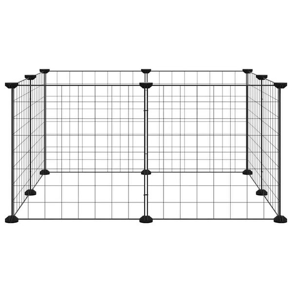 vidaXL Pet Cage Black Powder-Coated Steel Adjustable, DIY design Durable