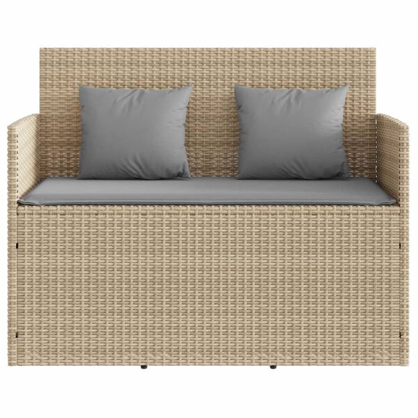 vidaXL Garden Bench Beige PE rattan Medium Removable Covers