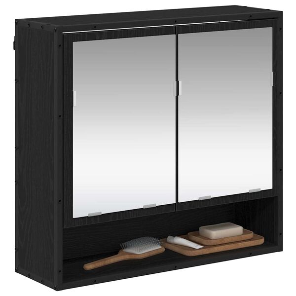 vidaXL Wall Shelf with Shelf Black Oak 25.59 x 7.87 x 23.62 in