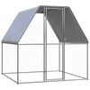 vidaXL Chicken Cage Silver and Gray Galvanized Steel, Polyethylene Large