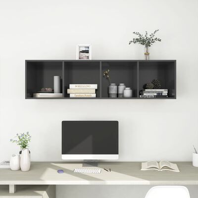 vidaXL Wall-mounted TV Cabinet Gray 14.6"x14.6"x56.1" Engineered Wood