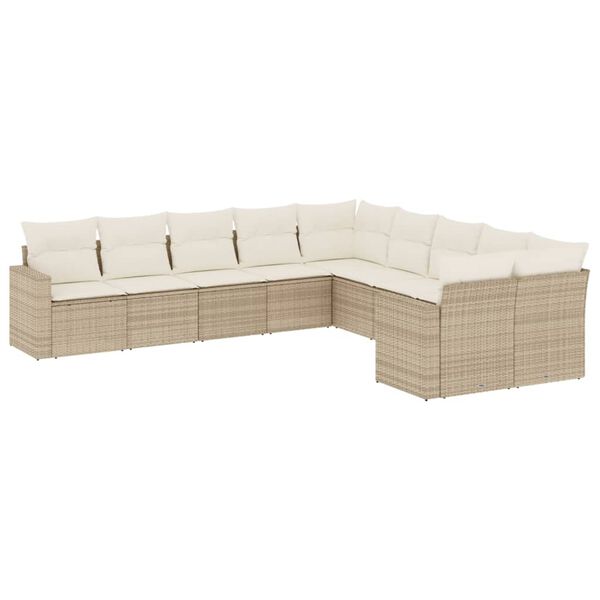 vidaXL Garden Sofa Set Beige PE Rattan Large Modular Garden Sofa Set
