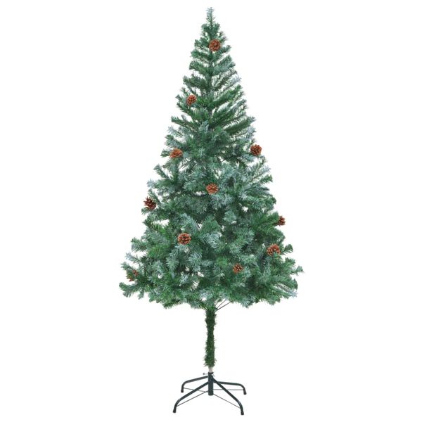 vidaXL Christmas Tree Green with white tips PVC and metal 70.9 in tall