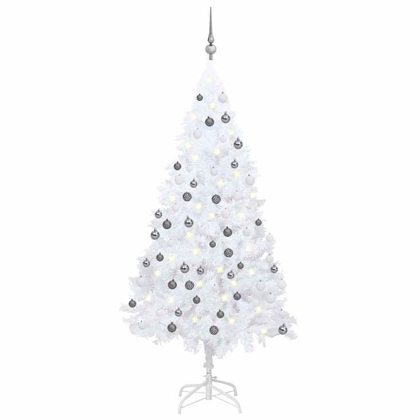 vidaXL Artificial Christmas Tree White PVC, Steel, Plastic