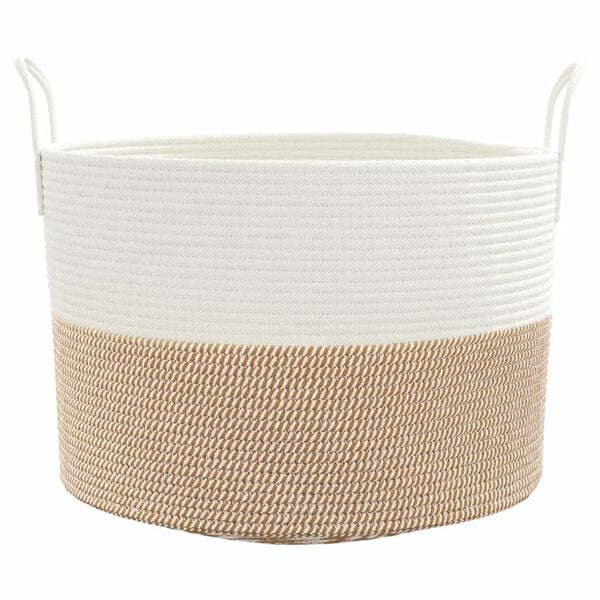 vidaXL Storage Basket Brown and White 100% Cotton Collapsible